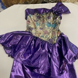 Mike Benet VTG  80s Purple Peplum Dress Size 6